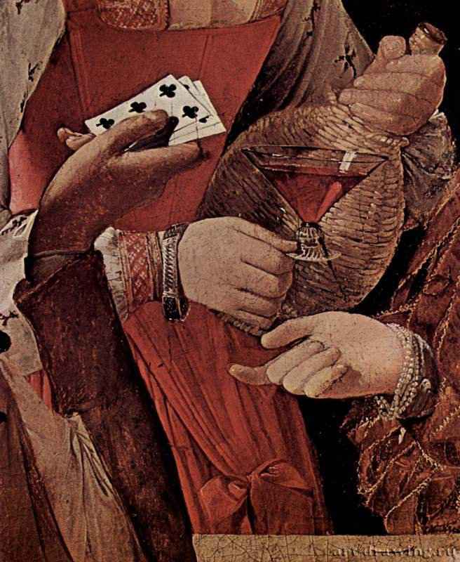 Шулер (с трефовым тузом). Фрагмент. 1624-1650 - Холст, маслоБароккоФранцияЖенева. Частное собрание